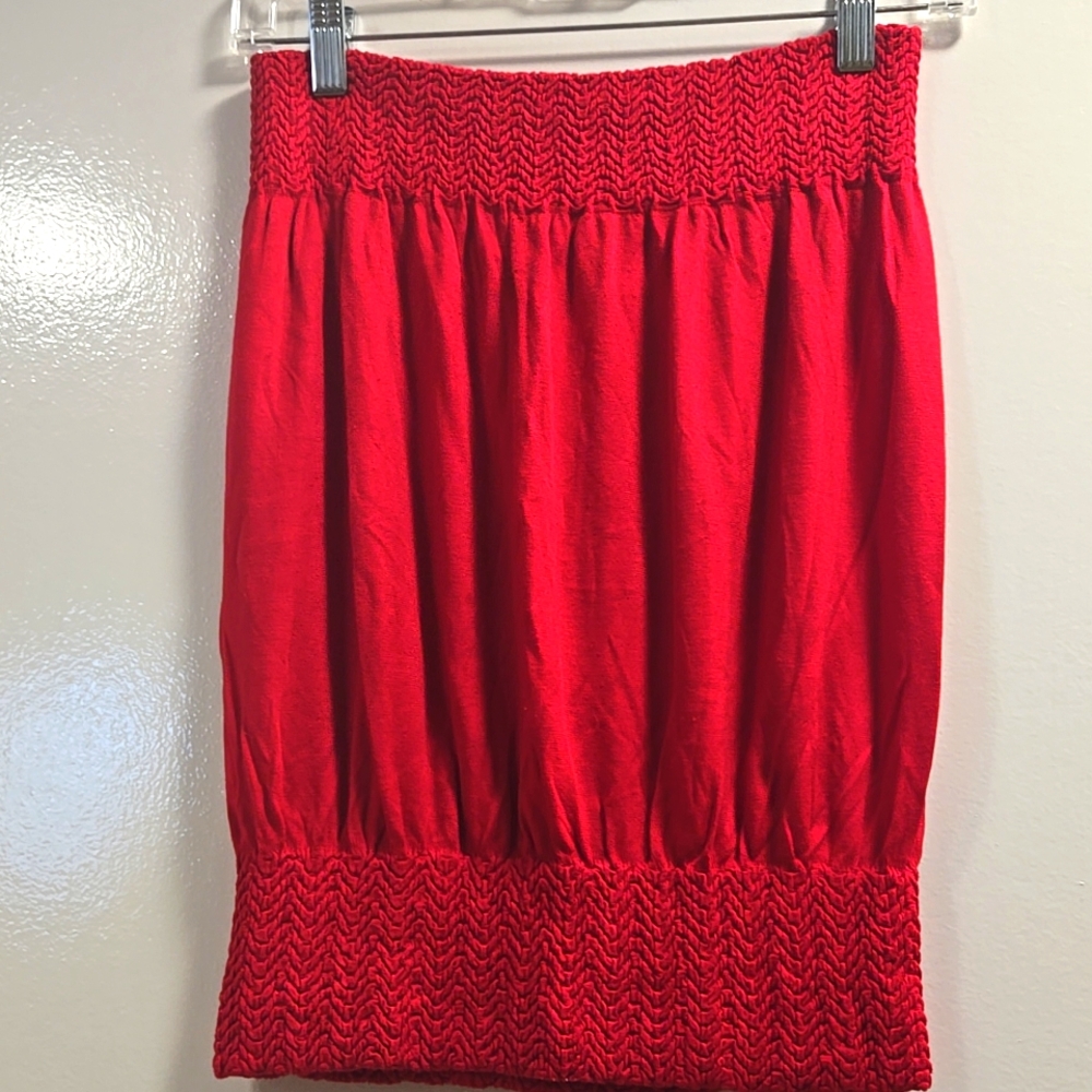 Choice Strapless Smocked Blouson Style Tube Top Reflex RED One Size Fits All